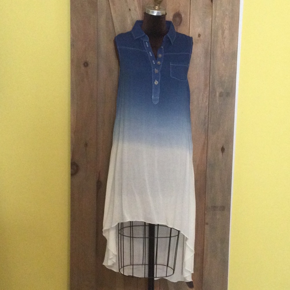 Womens hi lo sleeveless ombré dress